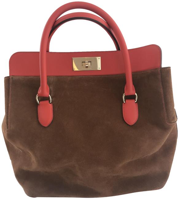 Hermes Box Tool 33 Doblis Swift Orange &amp; BrownBeige Leather and Suede Tote