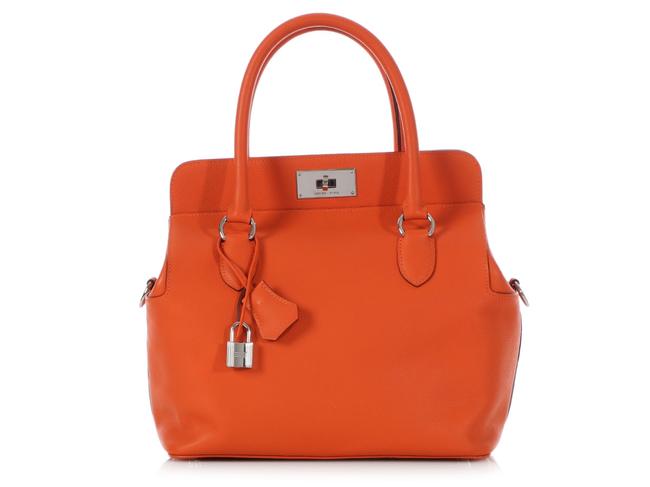 Hermes Toolbox 26 Evercolor Feu Orange Leather Satchel