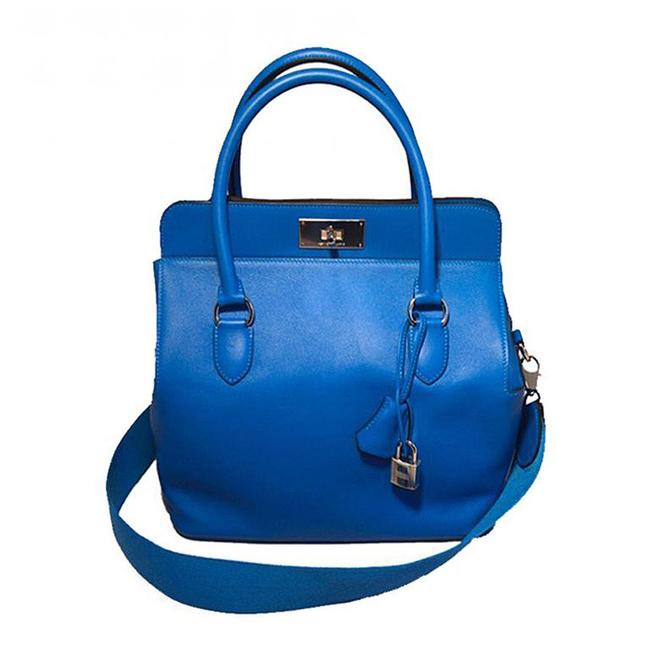 Hermes Toolbox 26cm Swift Calf Hydra Blue Leather Tote