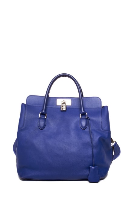 Hermes Toolbox Electric Swift 33 Blue Shoulder Bag