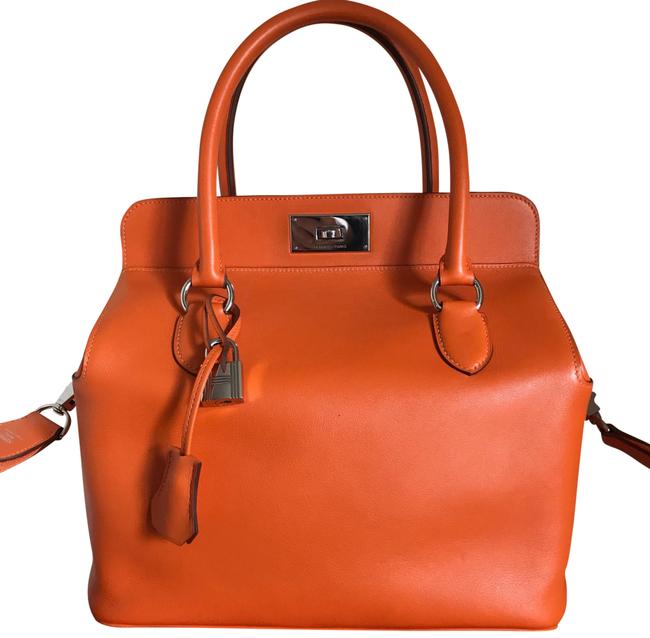 Hermes Toolbox Swift 26 Orange Calfskin Leather Satchel