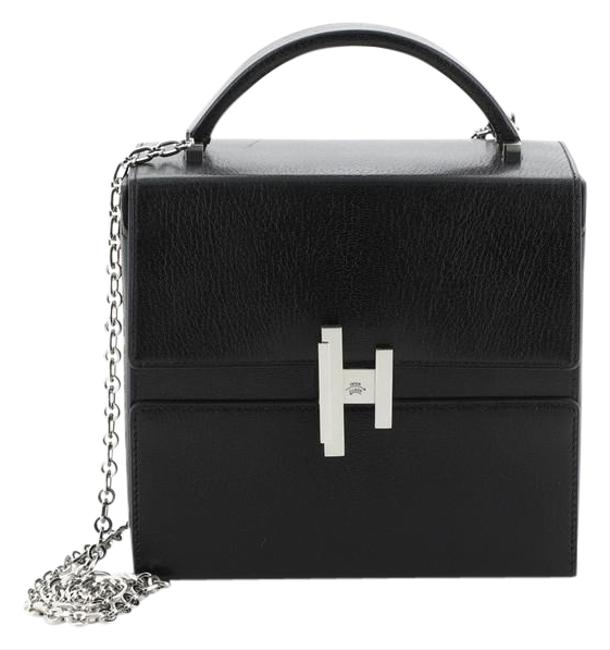 Hermes Top Handle Cinhetic Chevre Mysore Black Leather Shoulder Bag