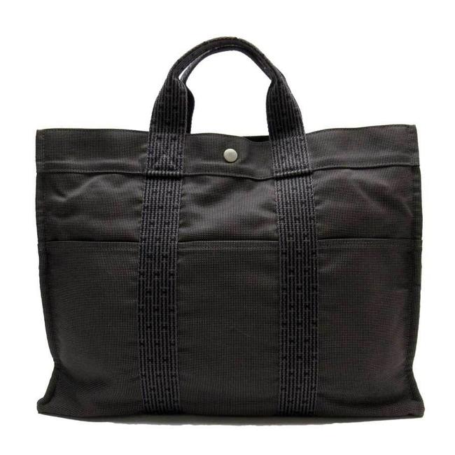 Hermes Tote Bag Handbag Ale Line Mm Ladies Men Gray Nylon Canvas