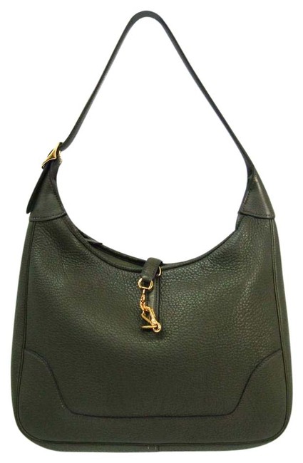 Hermes Trim 31 Womens Olive Green Taurillon Clemence Leather Shoulder Bag