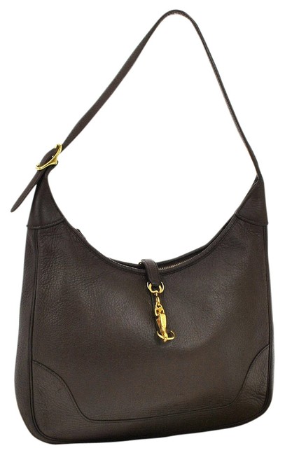 Hermes Trim Brown Taurillon Clemence Vintage Shoulder Bag