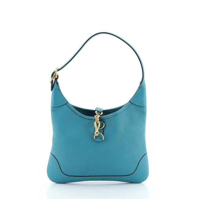 Hermes Trim Chevre Mysore 23 Blue Leather Tote