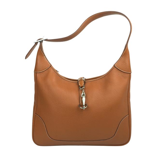 Hermes Trim W Gold Togo W Palladium Hardware Brown Leather Shoulder Bag