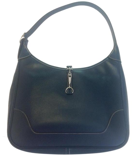 Hermes Trim Indigo 31cm Il Blue Leather Hobo Bag