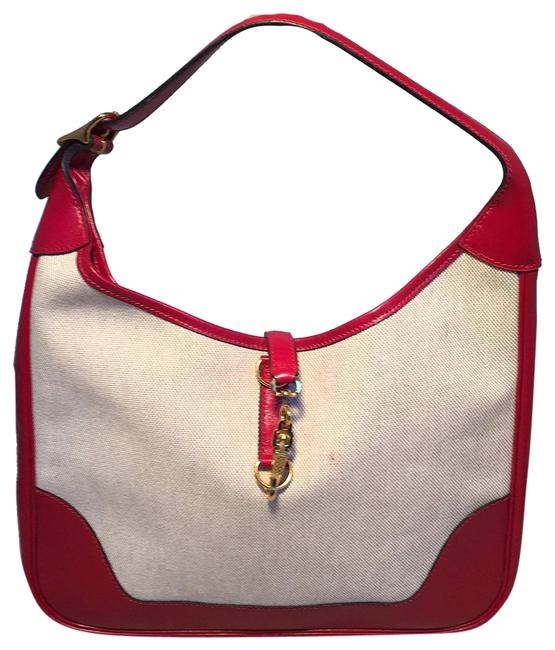 Hermes Trim Vintage and Leather Red Canvas Shoulder Bag