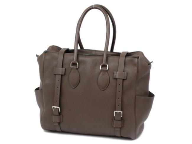Hermes Ultra Rare Havane Pursangle 234422 Brown Clemence Leather Tote