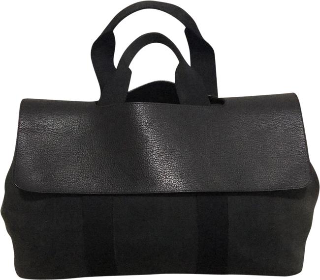 Hermes Valparaiso Gm Unisex Flap H Logo Black Canvas Leather Tote