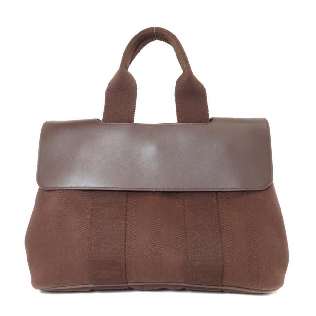 Hermes Valparaiso Pm Handbag Women Brown Canvas Satchel