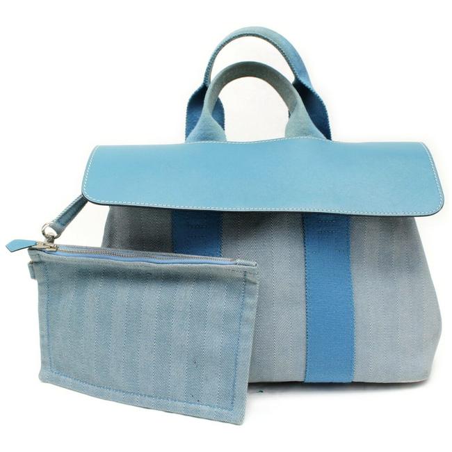 Hermes Valparaiso Pm Light Blue Canvas Shc7 10983 Tote