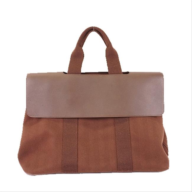 Hermes Valparaiso Pm Womens Handbag Brown Toile Chevron Satchel