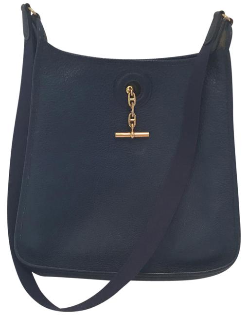 Hermes Vespa Pm Handbag Blue Buffle Leather Cross Body Bag