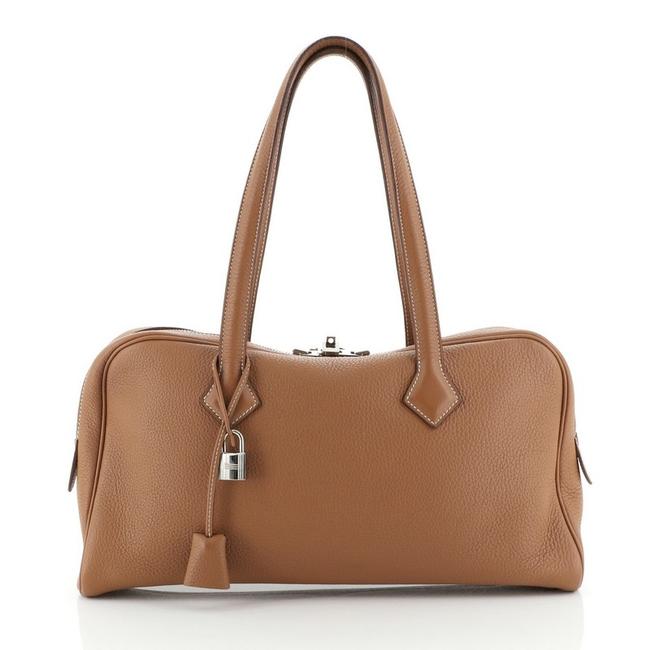 Hermes Victoria Elan Clemence 38 Brown Leather Shoulder Bag
