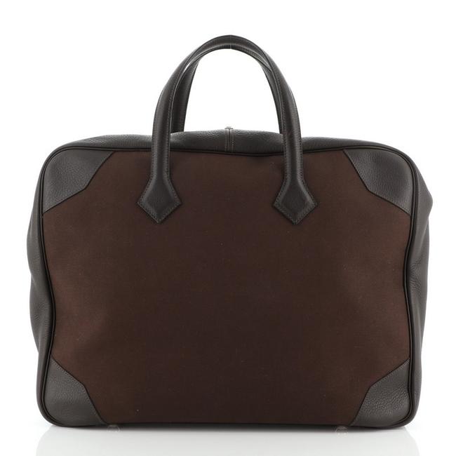 Hermes Victoria Ii Travel Toile 43 Brown Canvas Satchel