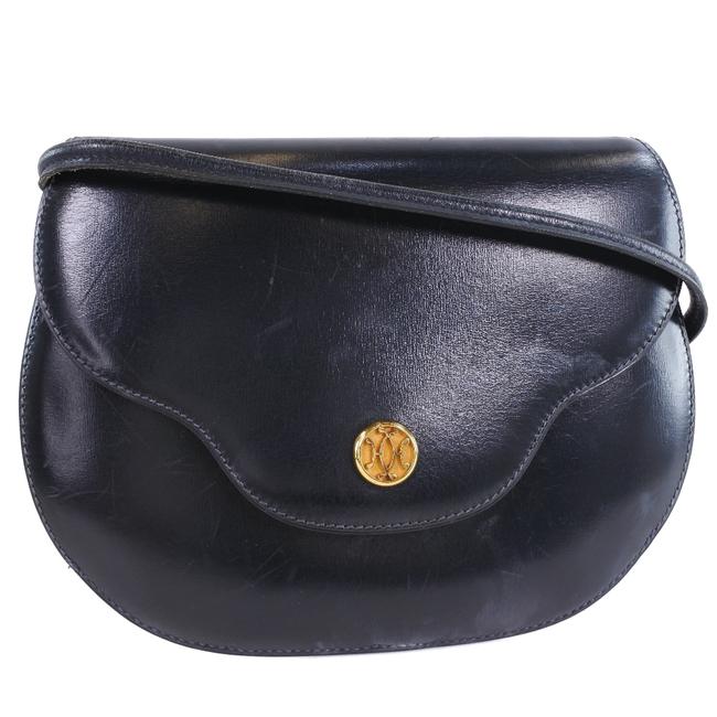 Hermes Vintage Ladies Black Box Calf Leather Shoulder Bag