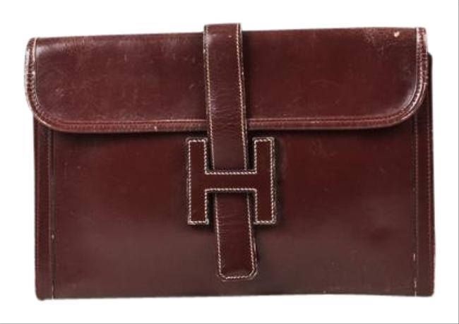 Hermes Vintage Pm Rouge H Box Calf Leather Clutch