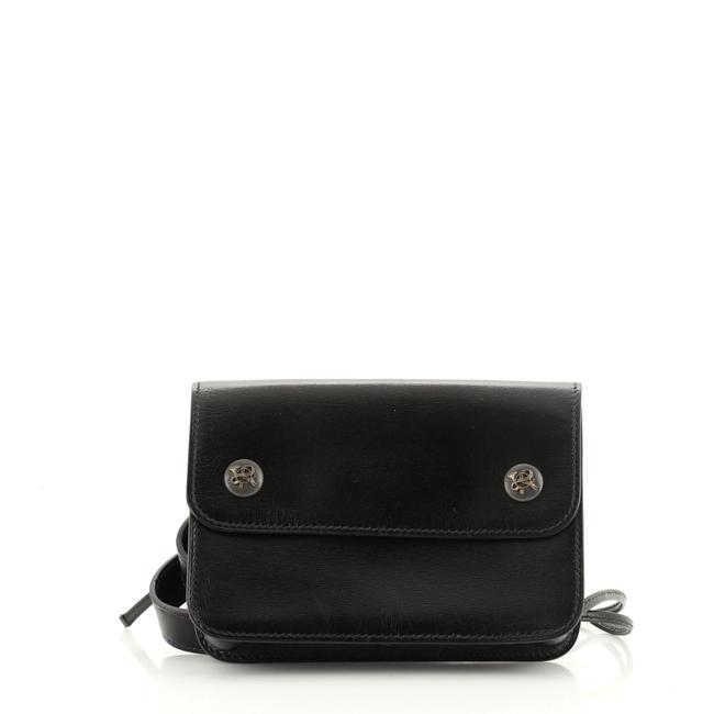 Hermes Waist Bag Pochette Green Black Leather Clutch