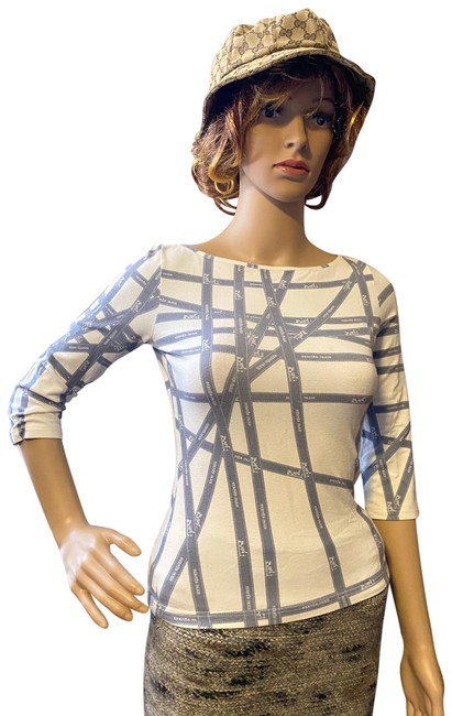 Hermes White Round Neck Long Sleeves Blouse 