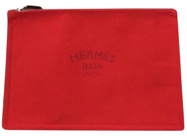 Hermes Yachting Pouch Red Cotton Clutch
