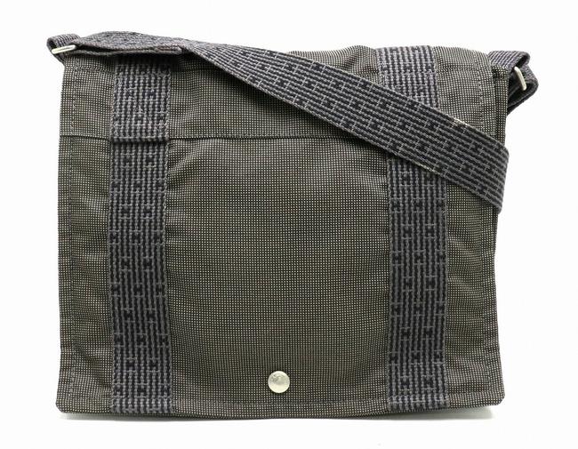 Hermes Yale Line Basas Pm BlackGray Nylon Canvas Shoulder Bag