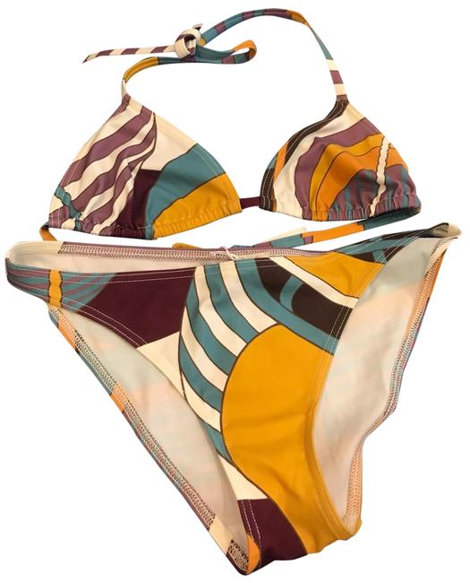 Hermes Yellow 2 Piece Color Block Bikini Set 