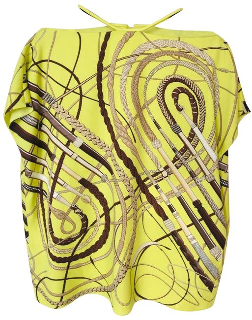 Hermes Yellow SpringSummer Colors Iconic Print Top Tunic Tee Shirt 
