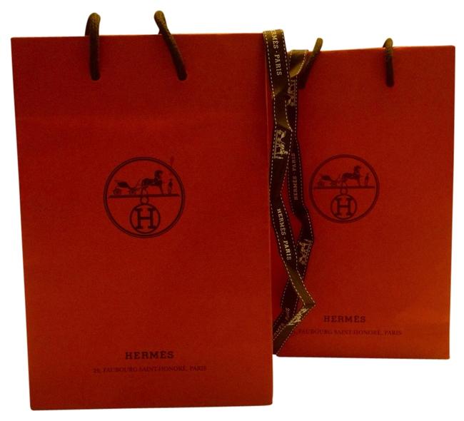 2 Hermes Orange Small Shopping Bags