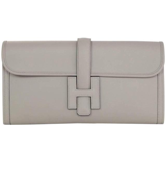 Hermes 2017 Swift Jige Elan 29 Grey Leather Clutch
