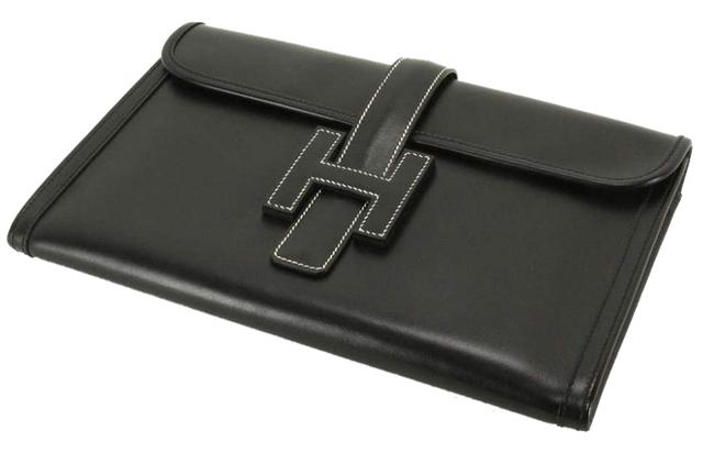 Hermes Jige 29cm By Black Leather Clutch