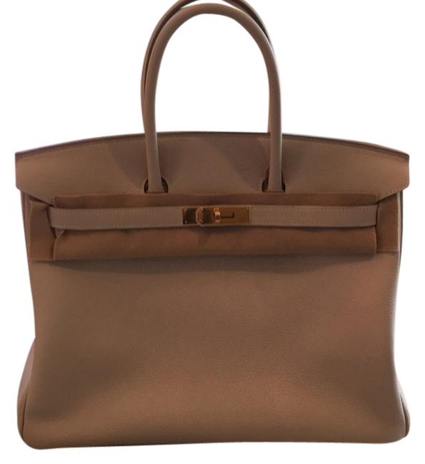 Hermes 35cm Craie Leather To Go with Gold Satchel