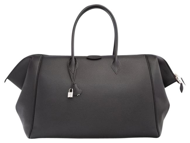 Hermes 50cm Paris Bombay Black Leather Weekend/Travel Bag