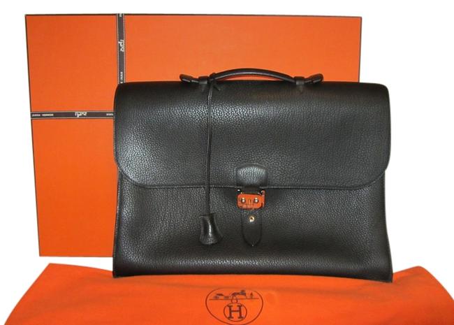 Hermes Messenger A Depeches Briefcase/Messenger Black Clemence Leather Tote