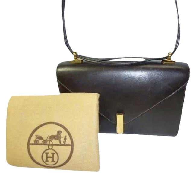 Hermes Alcazar Chocolat/Boxcalf Black Shoulder Bag