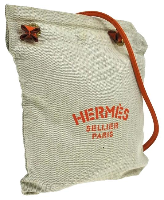Hermes Aline H Logos Cream Canvas Shoulder Bag