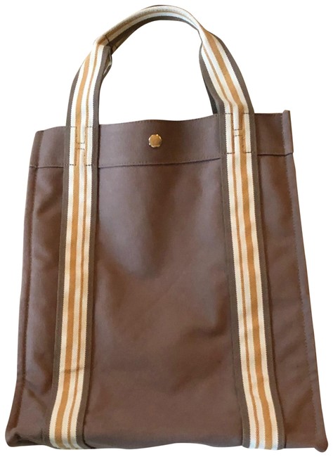 Hermes Never used Vertical Sac Fourre Mocha and Butterscotch Canvas Tote