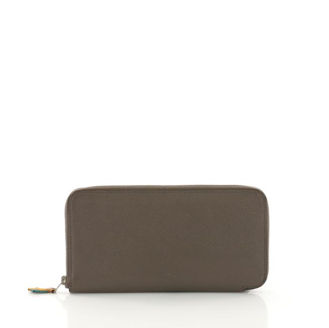 Hermes Azap Zip Around Wallet Silk'in Epsom Long Grey Leather Clutch