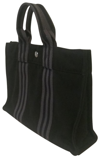 Hermes Bag Mini Canvas Black Fabric Tote