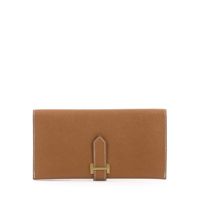 Hermes Bearn Wallet Epsom Long Brown Leather Clutch