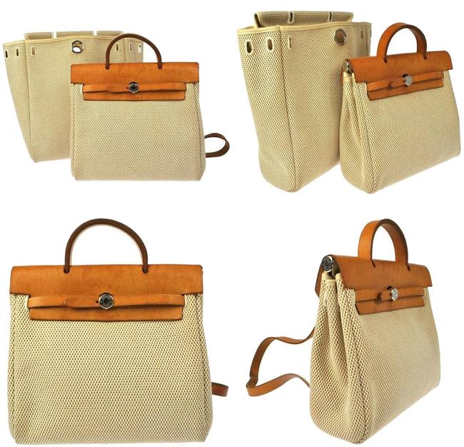 Hermes Beige Canvas Backpack