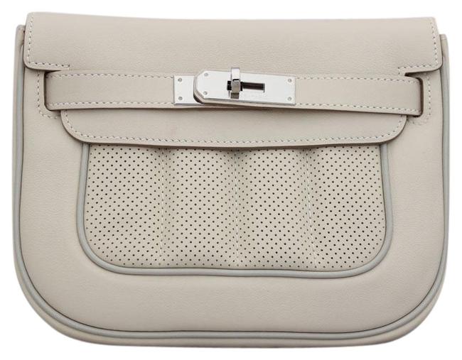 Hermes Berline Mini Perforated 21 Swift Beige Leather Clutch