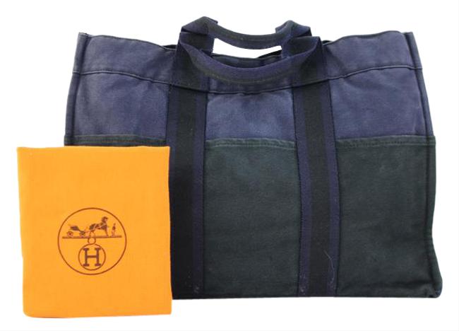 Hermes Bicolor Fourre tout 11hedg6817 Navy Blue Shoulder Bag