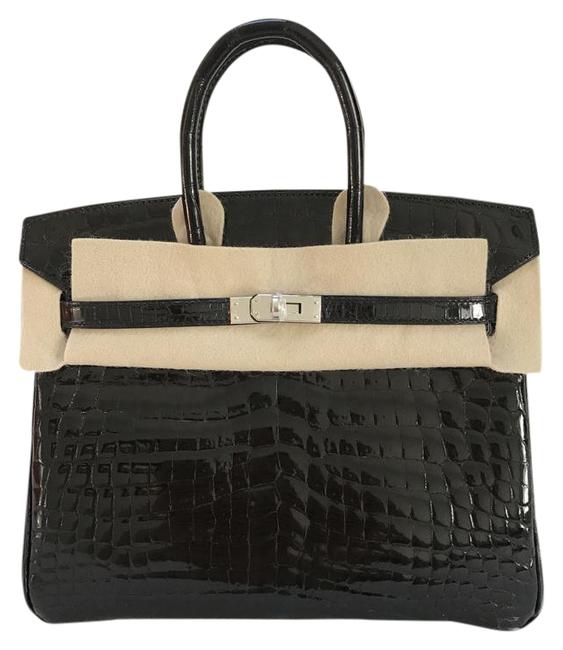 Hermes Birkin 25 Black Smooth Niloticus Crocodile Tote