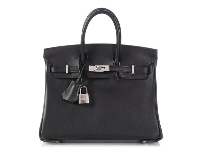Hermes Birkin 25 Black Swift Leather Satchel