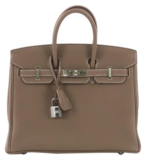 Hermes Birkin 25 Etoupe Brown Leather Satchel
