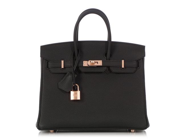 Hermes Birkin 25 Togo Black Calfskin Leather Satchel