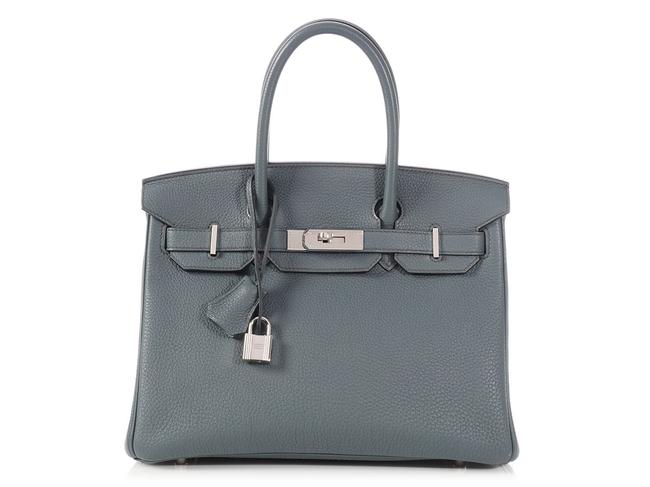 Hermes Birkin 30 Bleu Orage Clemence Leather Satchel