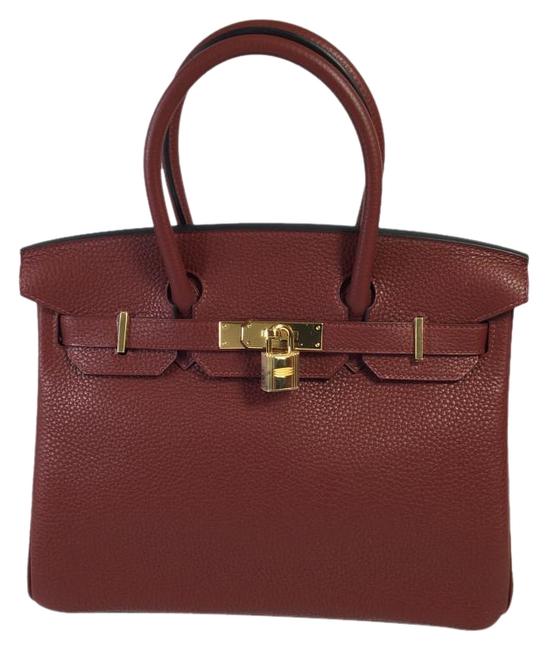 Hermes Birkin 30 Rouge Clemence Leather Satchel
